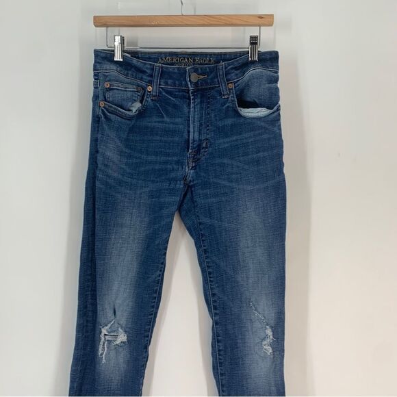 American Eagle Outfitters Size 29 Next Level Flex Distressed Straight leg Jeans - Picture 2 of 10